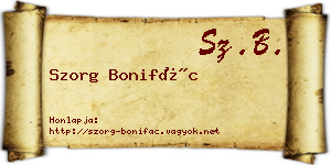 Szorg Bonifác névjegykártya